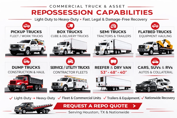 Professional truck repossession in Houston